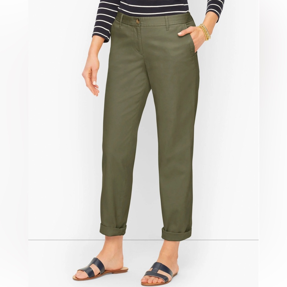 Talbots Cotton RELAXED CHINOS Pants Trousers Slacks | Sagebrush | size 12 | EUC